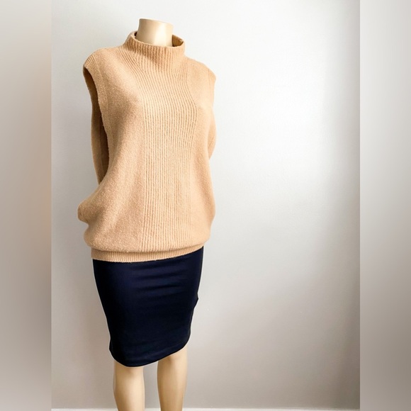 Banana Republic Sleeveless Cowl Turtleneck Pullover Wool Sweater Alpaca Spandex - Picture 2 of 10